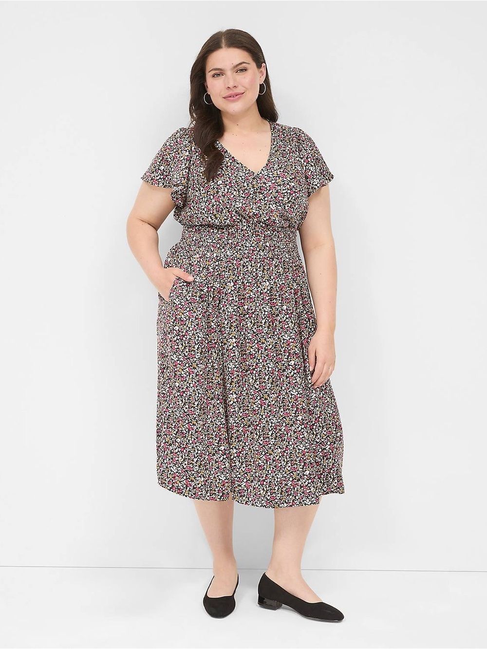 Lane Bryant Smocked-Waist Floral
Midi Dress